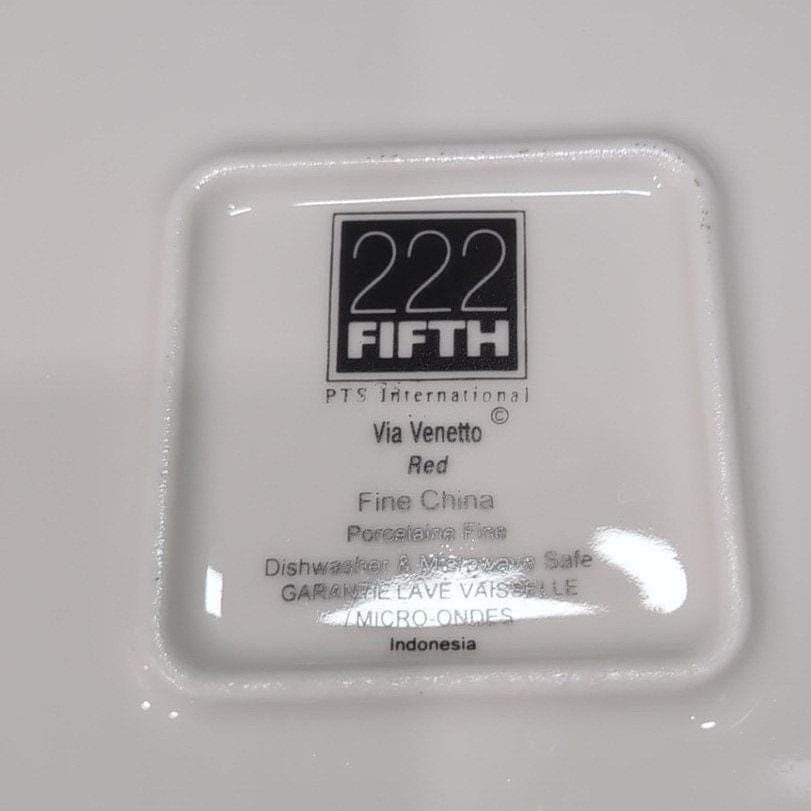 222 Fifth Via Venetto Dinner Plate, Vtg Orange & White Italian-Style Dinnerware - Thumbnail 4