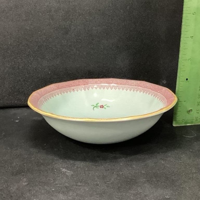 Adams Calyx Ware Lowestoft Dessert Bowl, Hand-Painted Fruit, Vtg English Pottery - Thumbnail 6