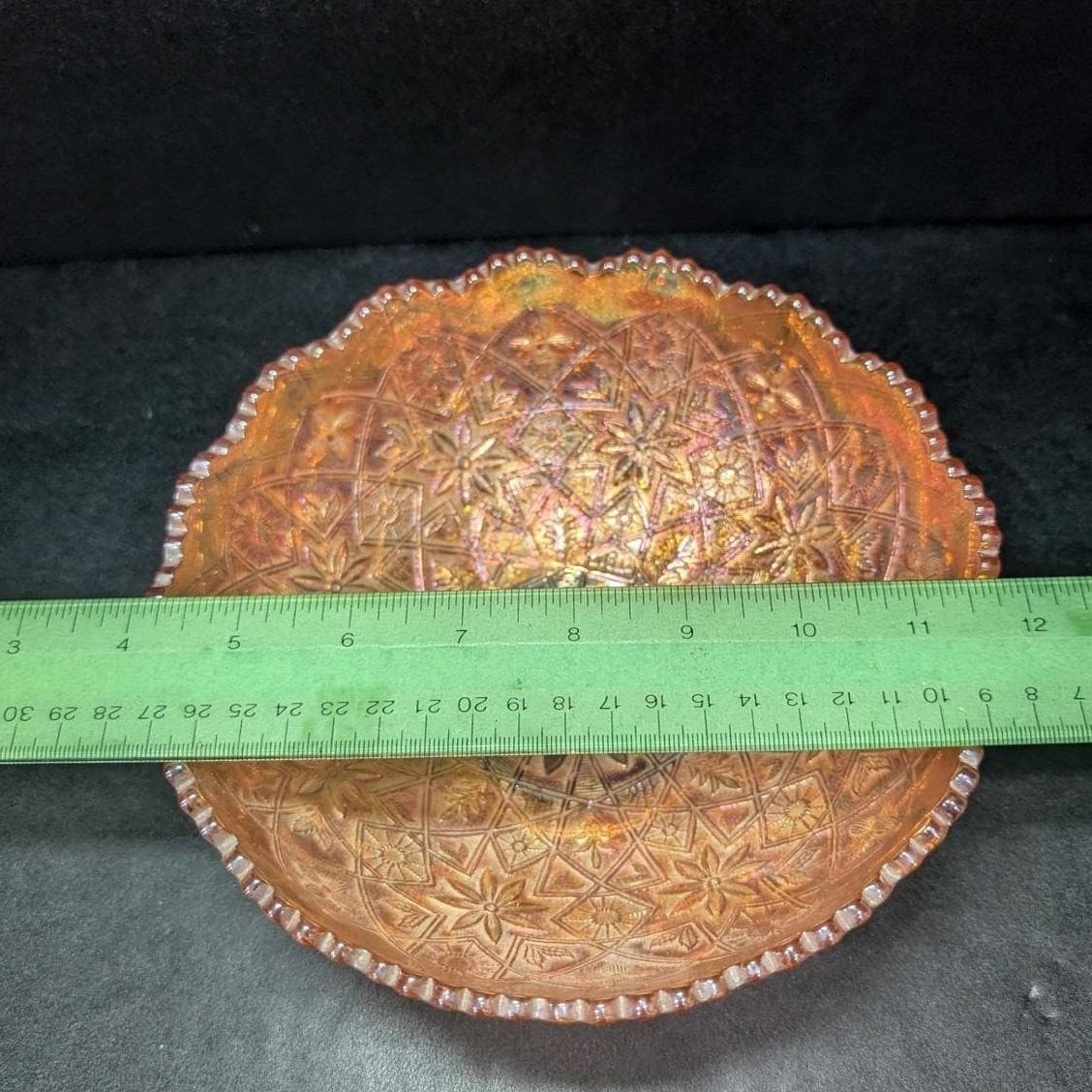Imperial Hattie Marigold Carnival Glass Bowl, Glassware, Iridescent Centerpiece - Thumbnail 9