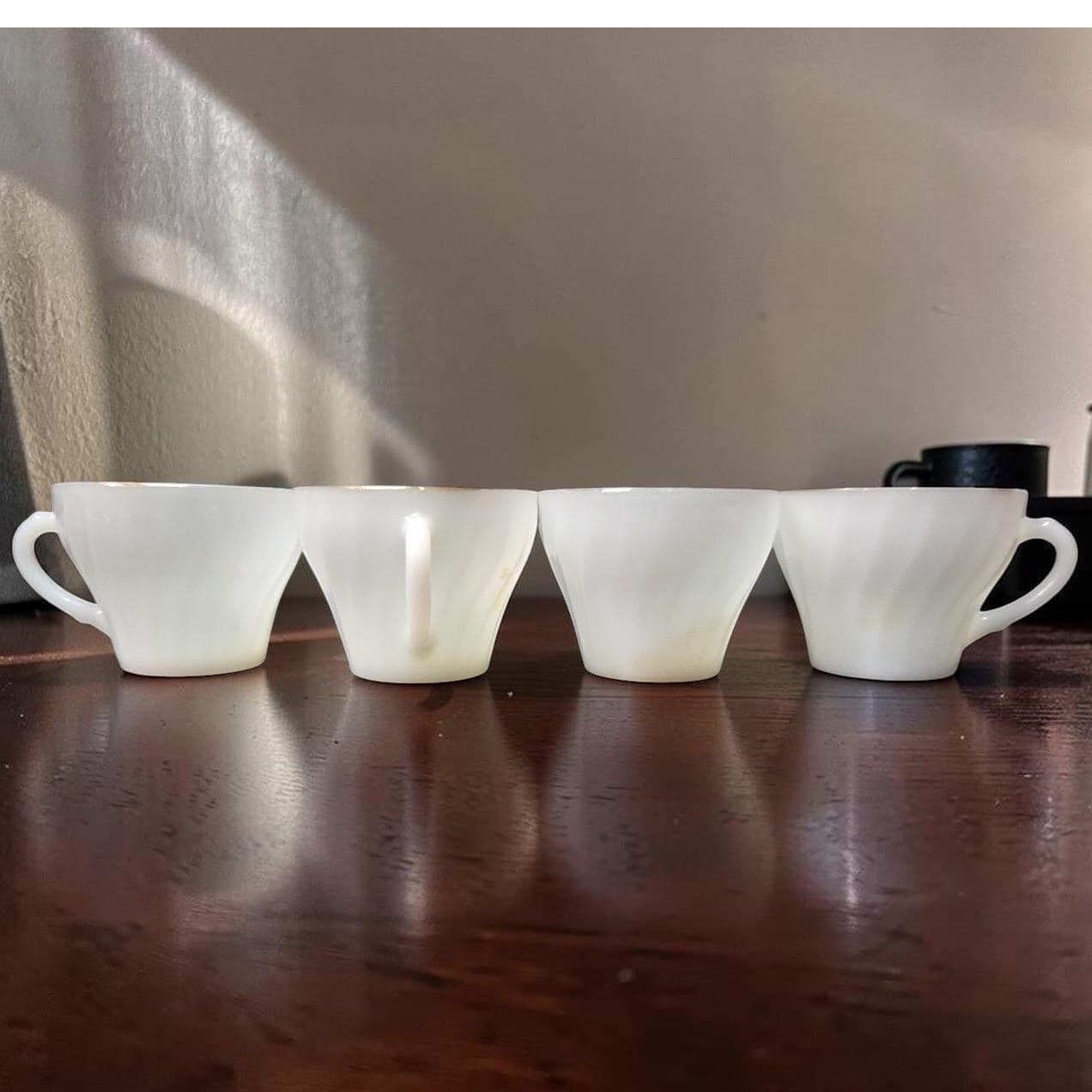 Anchor Hocking Suburbia Coffee Cups, Set of 4, Vintage Milk Glass Replacements