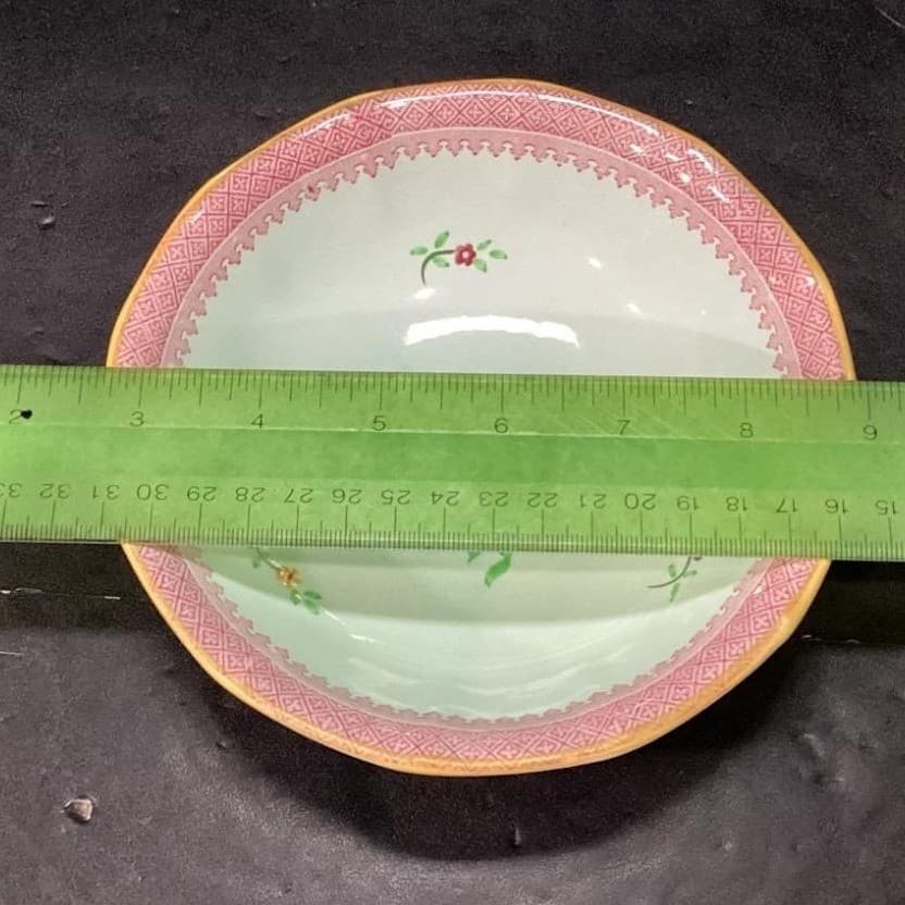 Adams Calyx Ware Lowestoft Dessert Bowl, Hand-Painted Fruit, Vtg English Pottery - Thumbnail 7