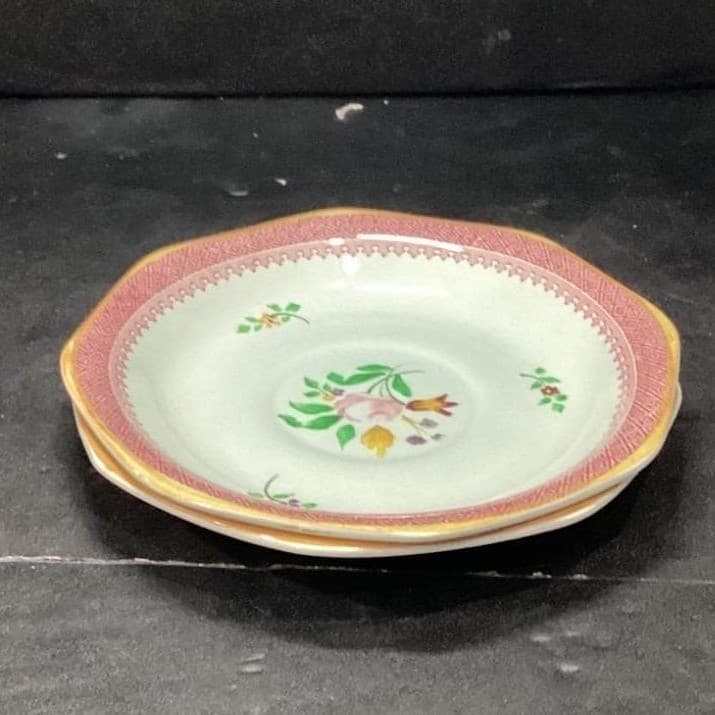 Adams Calyx Ware Lowestoft Dessert Plates, Set of 2 Hand-Painted Fruit Tableware - Thumbnail 8