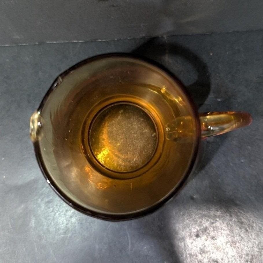 Amber Glass Creamer Pitcher, Hand Blown Kitchenware, Vintage Tableware Decor - Thumbnail 5