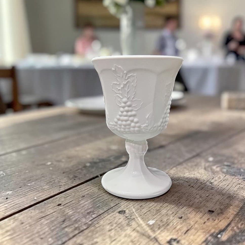 Milk Glass Colony Harvest Goblet, Grapes & Leaves Design, Replacement Stemware