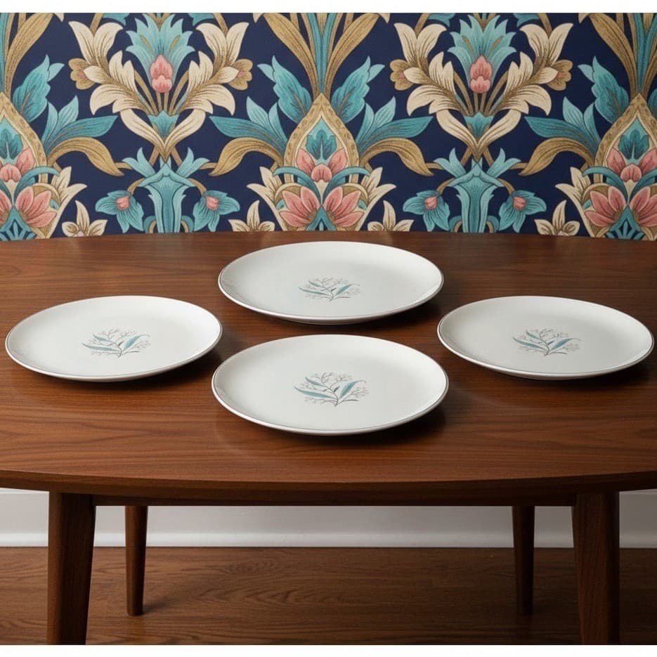 Alliance China Regal Salad Plates, Set of 2, Vintage White Porcelain Dinnerware