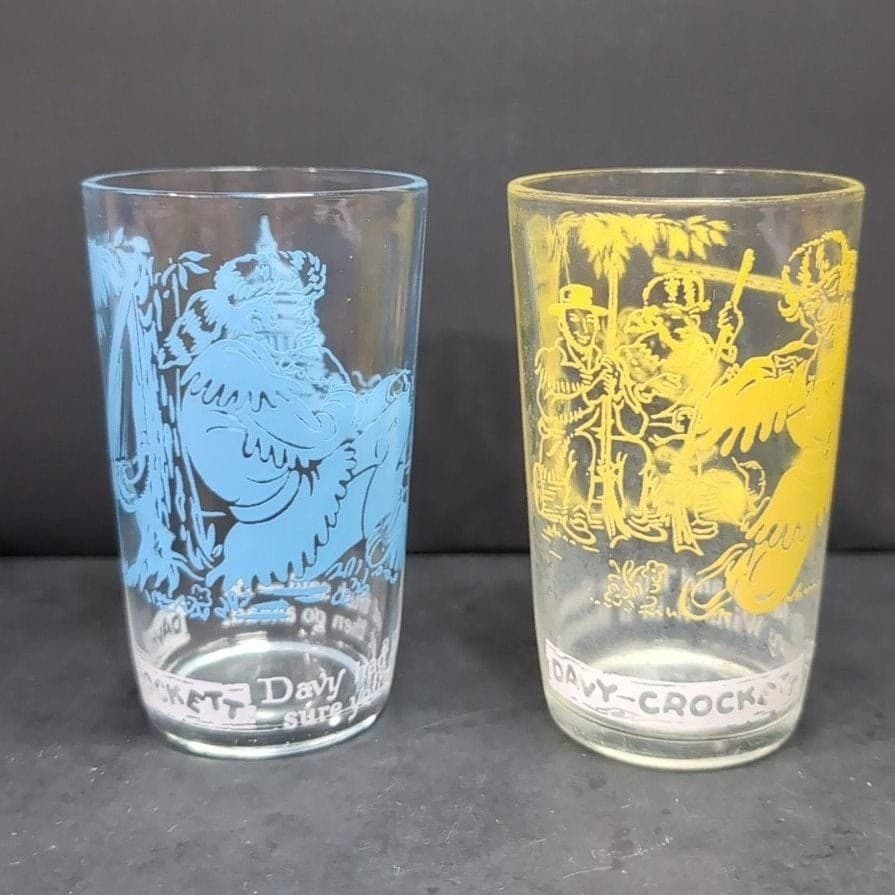 Davy Crockett Jelly Jar Juice Glasses, Set of 2 West Frontier & Capitol Building - Thumbnail 2