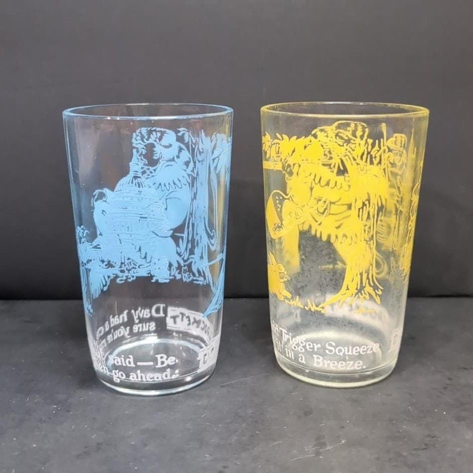 Davy Crockett Jelly Jar Juice Glasses, Set of 2 West Frontier & Capitol Building - Thumbnail 4