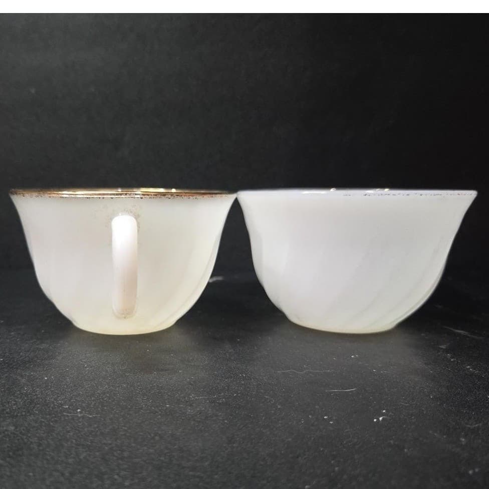 Anchor Hocking Fire King White Teacups, Set Of 2, Vintage Replacement Milk Glass - Thumbnail 5