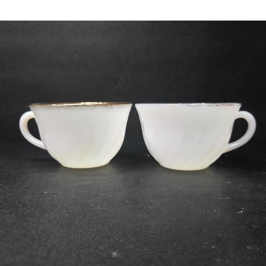 Anchor Hocking Fire King White Teacups, Set Of 2, Vintage Replacement Milk Glass - Thumbnail 2