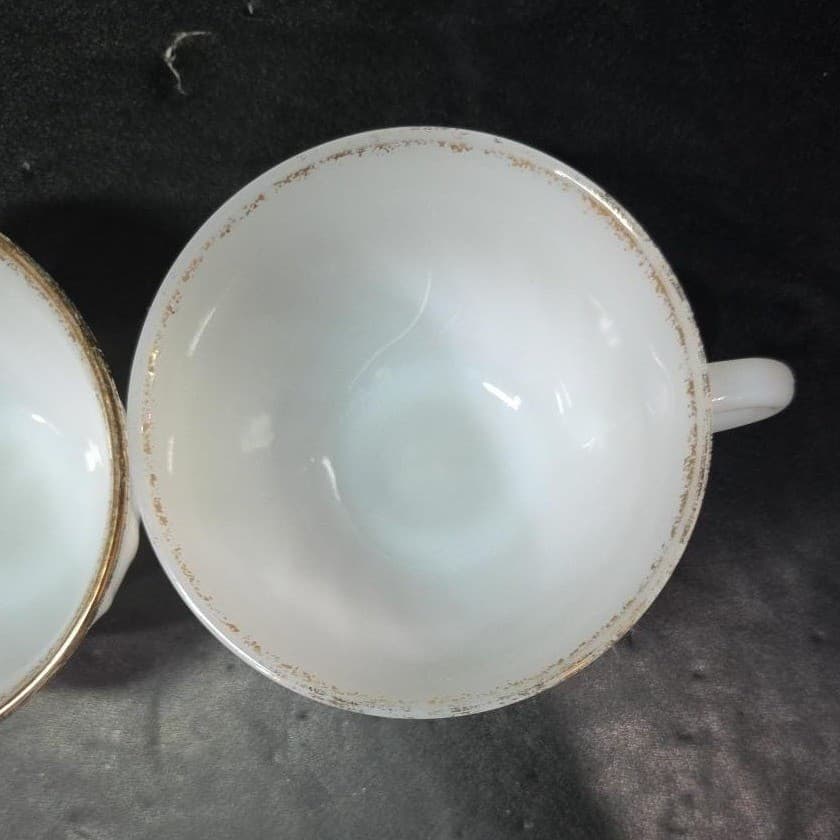 Anchor Hocking Fire King White Teacups, Set Of 2, Vintage Replacement Milk Glass - Thumbnail 7
