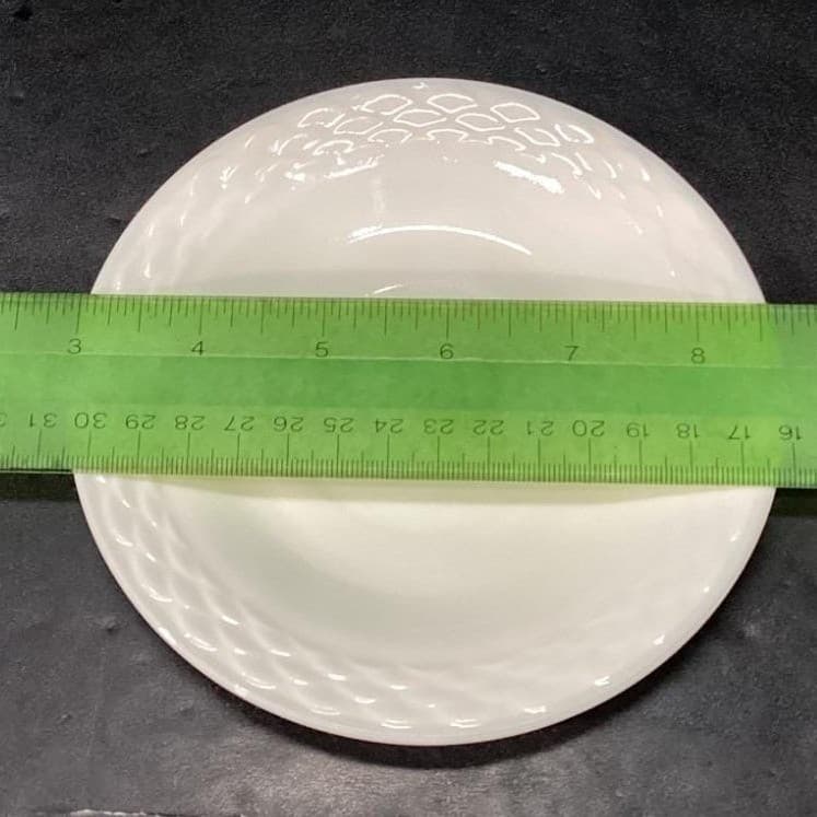 Anchor Hocking Fish Scale Ivory White Basketweave Saucers, Set Of 2, Uranium - Thumbnail 5