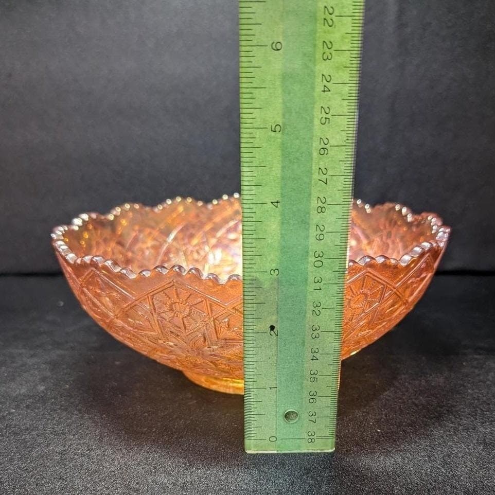 Imperial Hattie Marigold Carnival Glass Bowl, Glassware, Iridescent Centerpiece - Thumbnail 10
