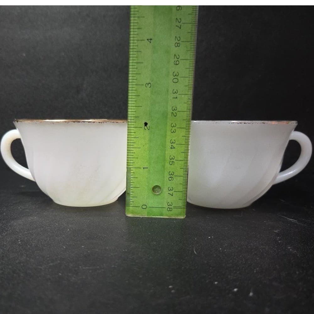 Anchor Hocking Fire King White Teacups, Set Of 2, Vintage Replacement Milk Glass - Thumbnail 9