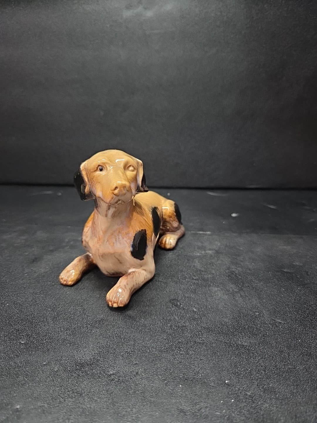 Ceramic Dog Hunting Figurine, Spot Brown Glossy Statue, Vintage Animal Pet - Thumbnail 2