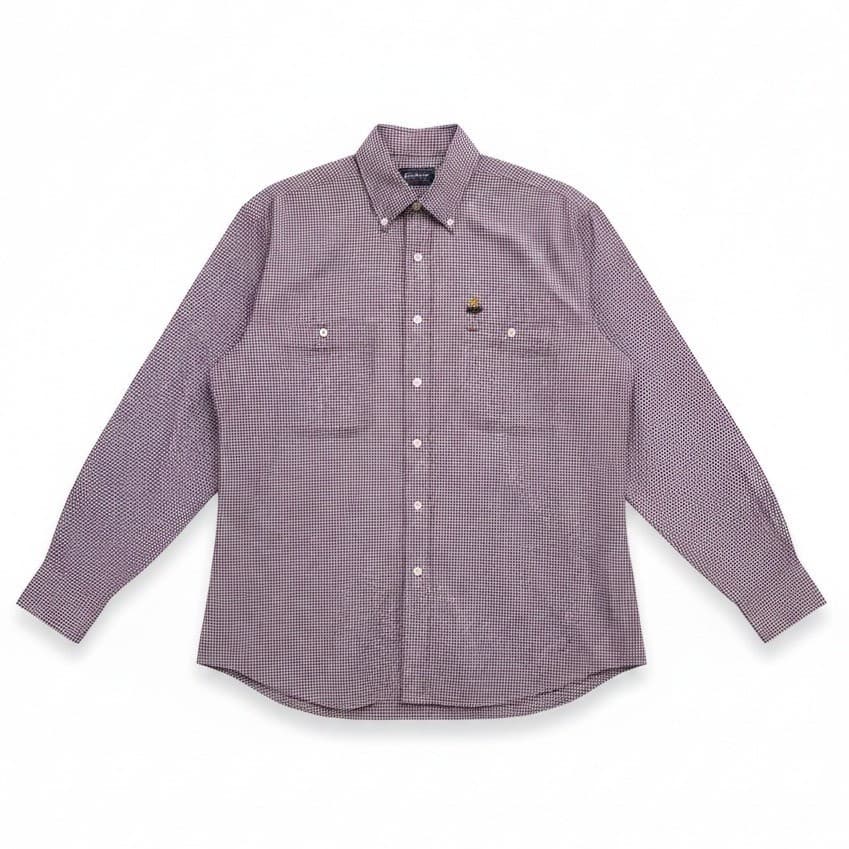 Gant New Haven Poplin Micro Check Button Down, Men's Large Long Sleeve Shirt