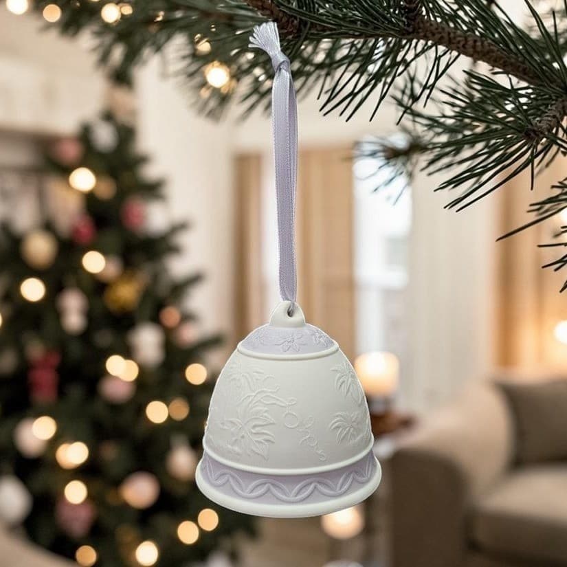 Lladro Porcelain Christmas Bell, Vintage Holiday Decor, '93 Boxed Yuletide Chime