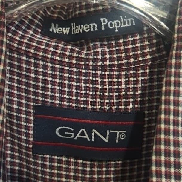 Gant New Haven Poplin Micro Check Button Down, Men's Large Long Sleeve Shirt - Thumbnail 5