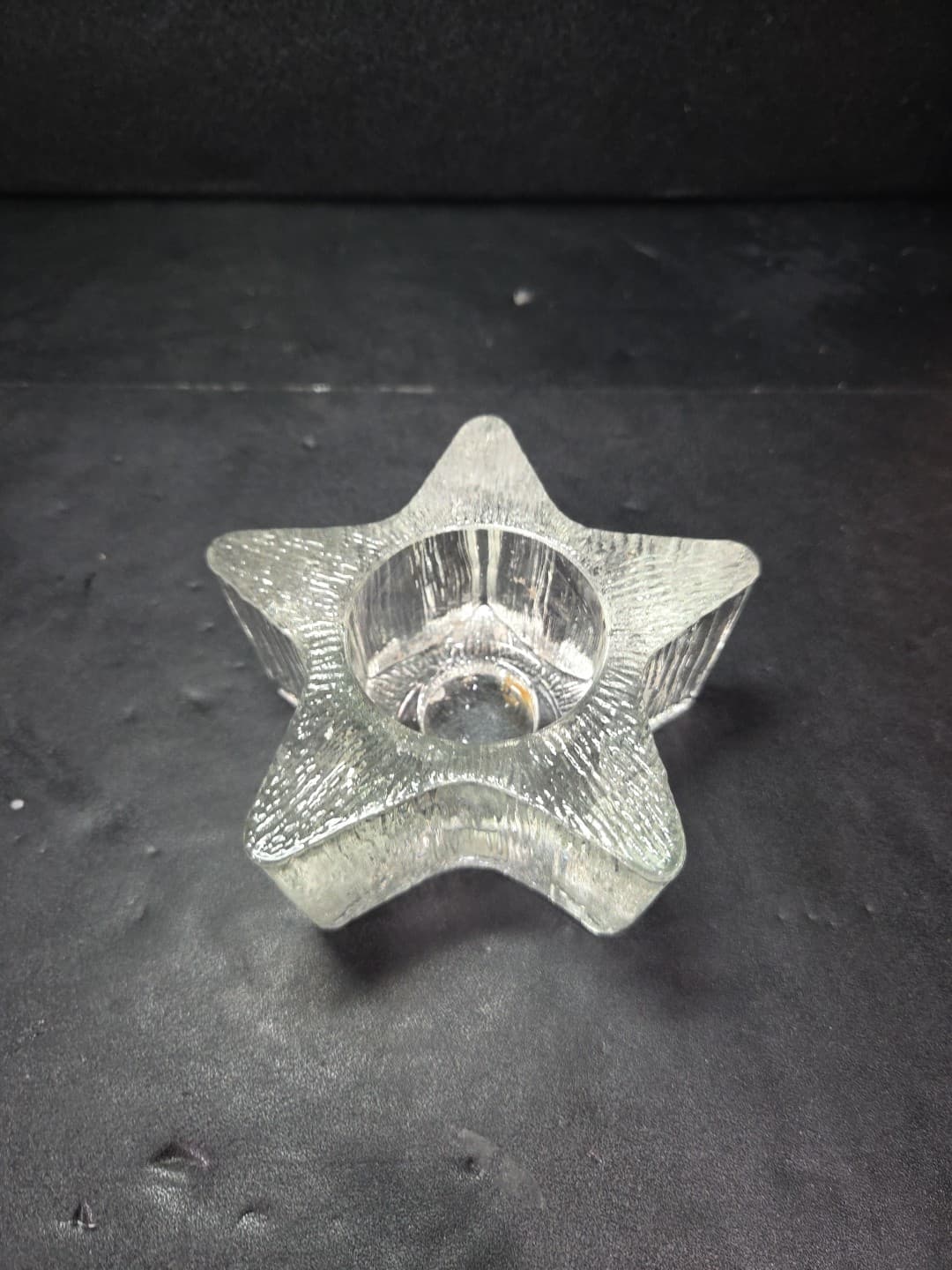 Avon Starbright Star Shape Candle Holder 1980, Thick Glass, Textured Vtg Decor