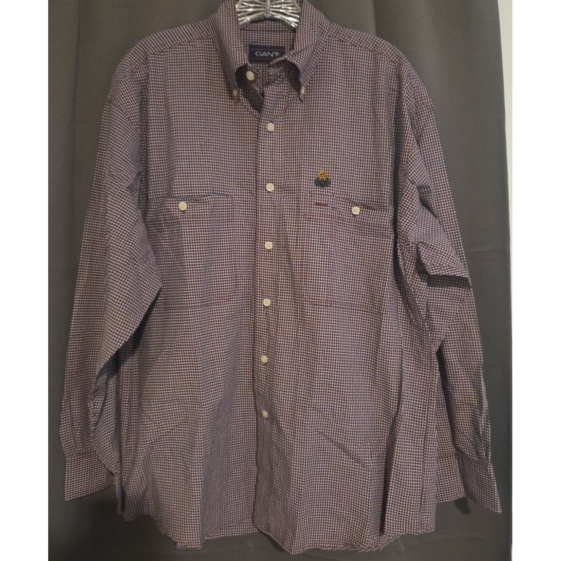 Gant New Haven Poplin Micro Check Button Down, Men's Large Long Sleeve Shirt - Thumbnail 3