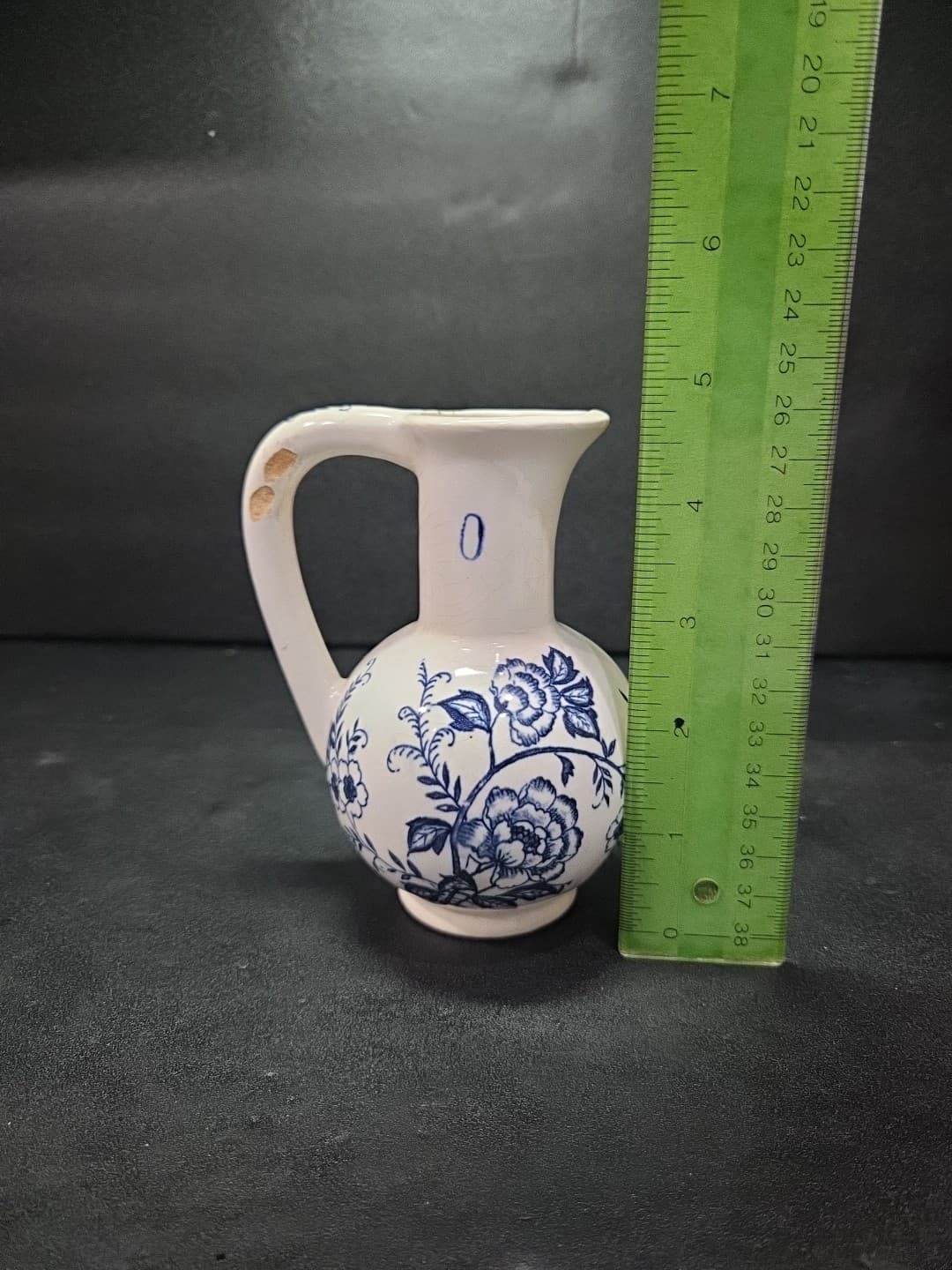 Blue Peony Oil Cruet, Handpainted Floral Oil Bottle, Vintage Floral Home Decor - Thumbnail 8