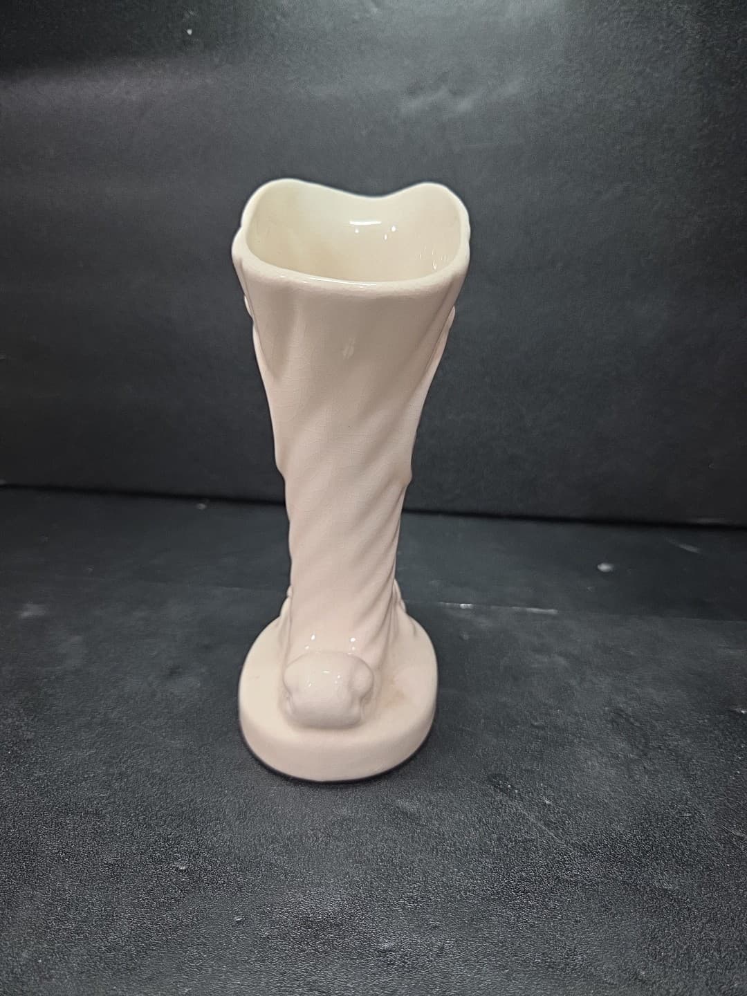 Lenox Style Cornucopia Bud Vase, 6" Hand Painted, Rose Floral Cream Vase, Vtg - Thumbnail 4