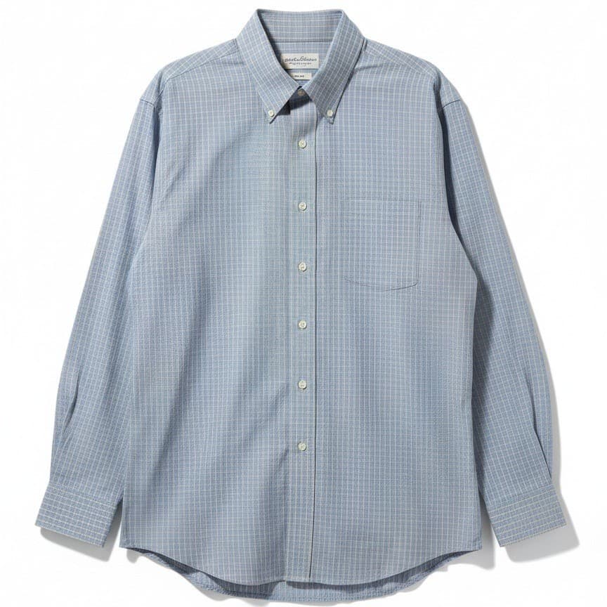 Brooks Brothers 346 Blue Yellow Micro Check Non-Iron Cotton Shirt, Men's 16-4/5