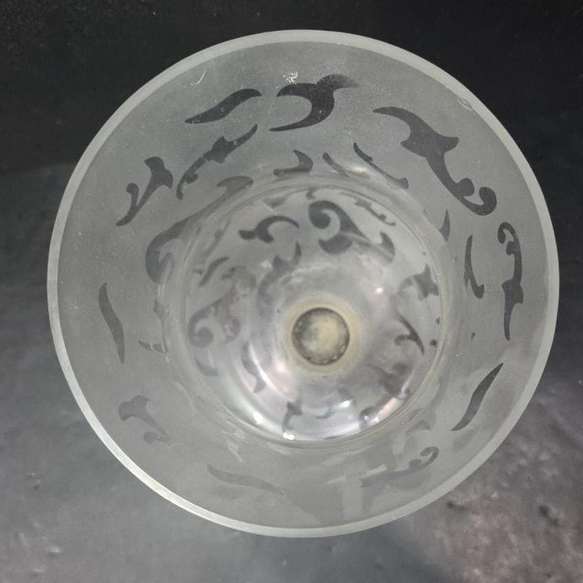 Frosted Glass Vase, Vintage Footed Flower Holder, Replacement Centerpiece - Thumbnail 7