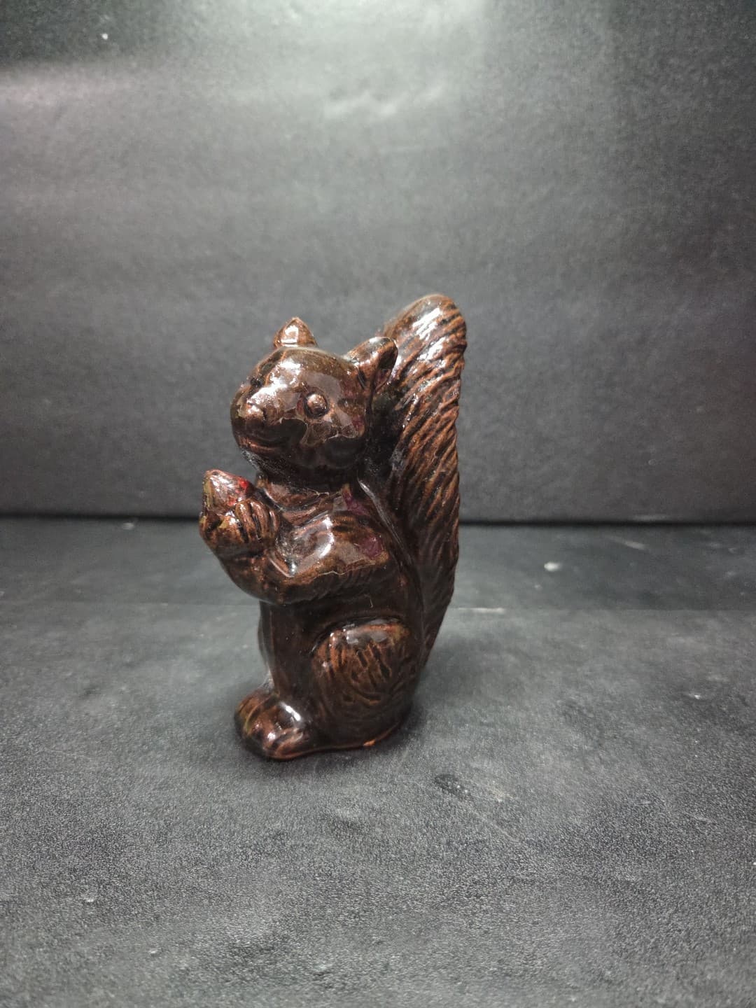 Japan Bone China Acorn Squirrel Figurine, Miniature Vintage Decor, Brown Figure