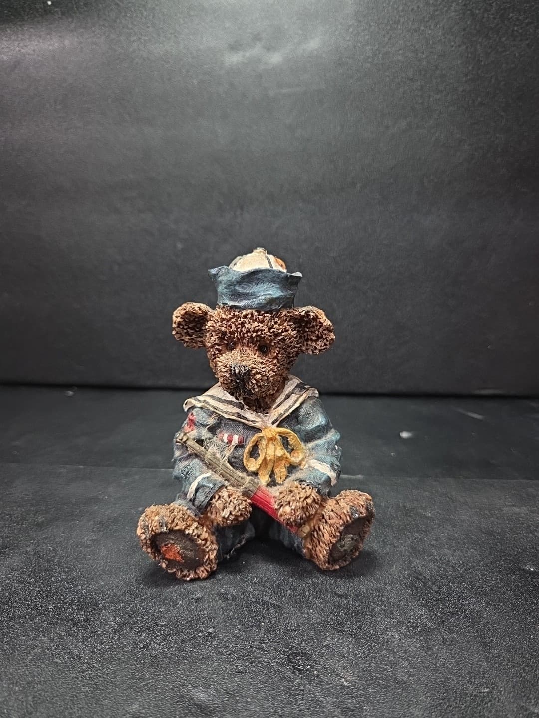 Nautical Theme Sailor Bear Figurine, Navy Uniform Spyglass Monocular Paperweight