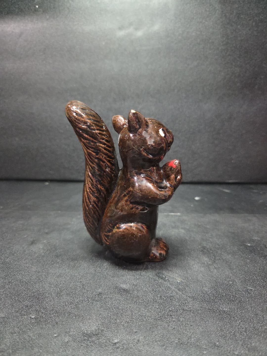 Japan Bone China Acorn Squirrel Figurine, Miniature Vintage Decor, Brown Figure - Thumbnail 4