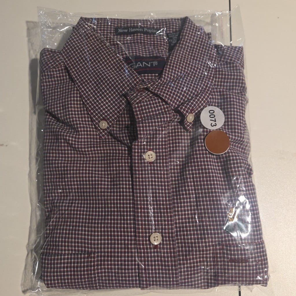 Gant New Haven Poplin Micro Check Button Down, Men's Large Long Sleeve Shirt - Thumbnail 8