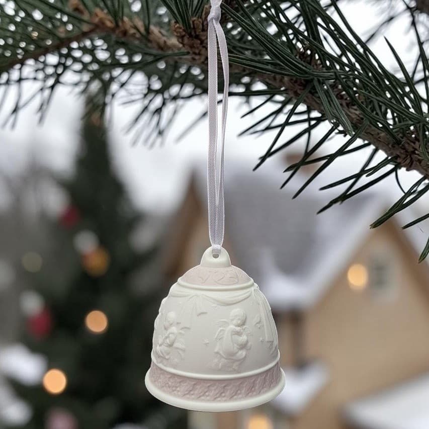 Lladro Porcelain Christmas Bell, Vintage Tree Ornament, '95 Boxed Yuletide Chime
