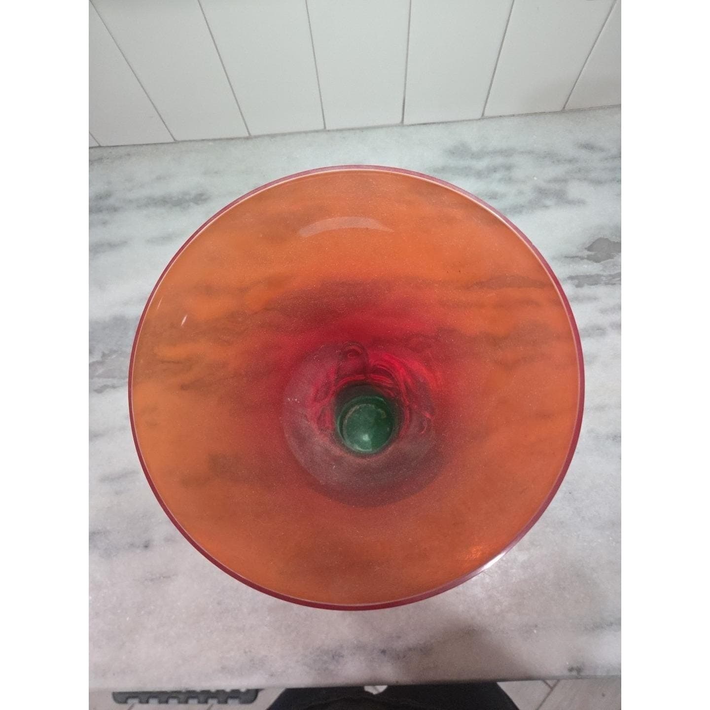 Murano Barbini Green Red Art Glass Vase, Vintage Replacement Holiday Centerpiece - Thumbnail 7