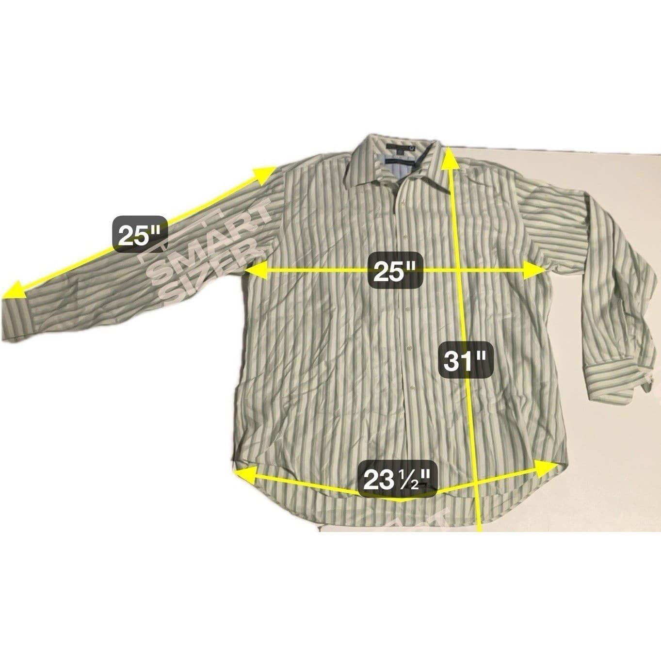 Tommy Hilfiger Tommy Traveler Green White Striped Button Down, Men's Large Shirt - Thumbnail 2