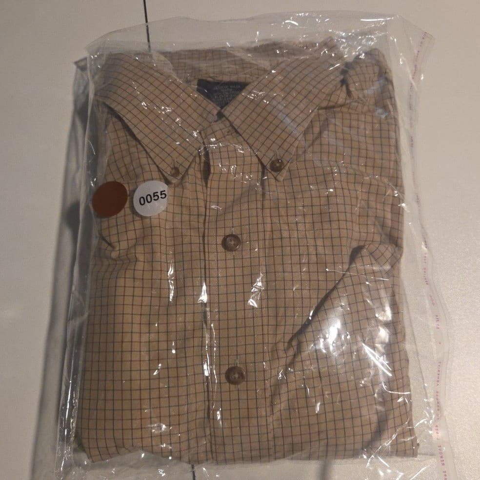 Brooks Brothers 346 Tan Blue Check Non-Iron Cotton Button Down, Men's XL Shirt - Thumbnail 9