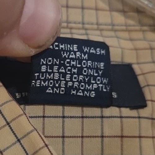 Brooks Brothers 346 Tan Blue Check Non-Iron Cotton Button Down, Men's XL Shirt - Thumbnail 8