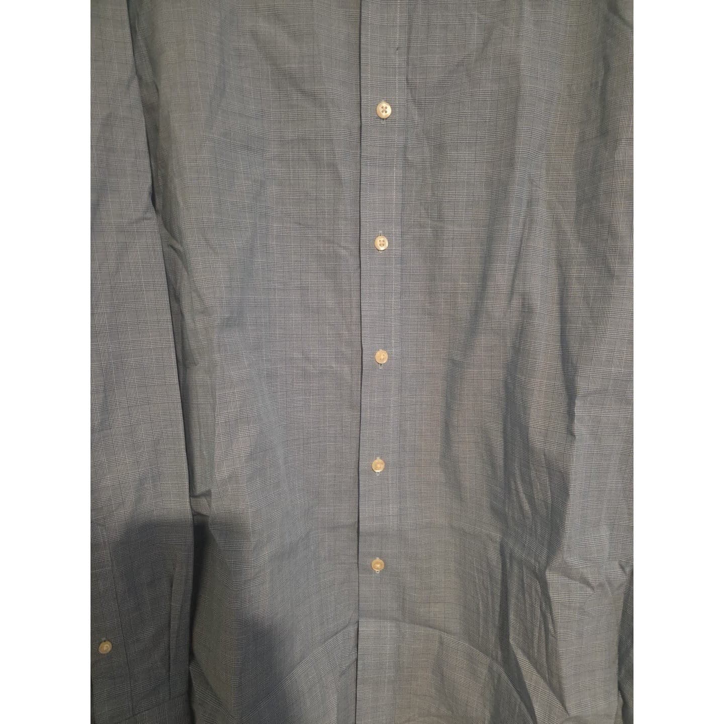 Nautica Blue Glen Plaid Long Sleeve Button Down, Men's 16.5 34/35 Shirt - Thumbnail 7