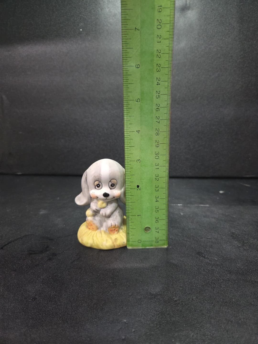 Puppy Porcelain Figurine 3.5", Grey Dog W/ Bone, Vtg Collectible, Price Products - Thumbnail 9