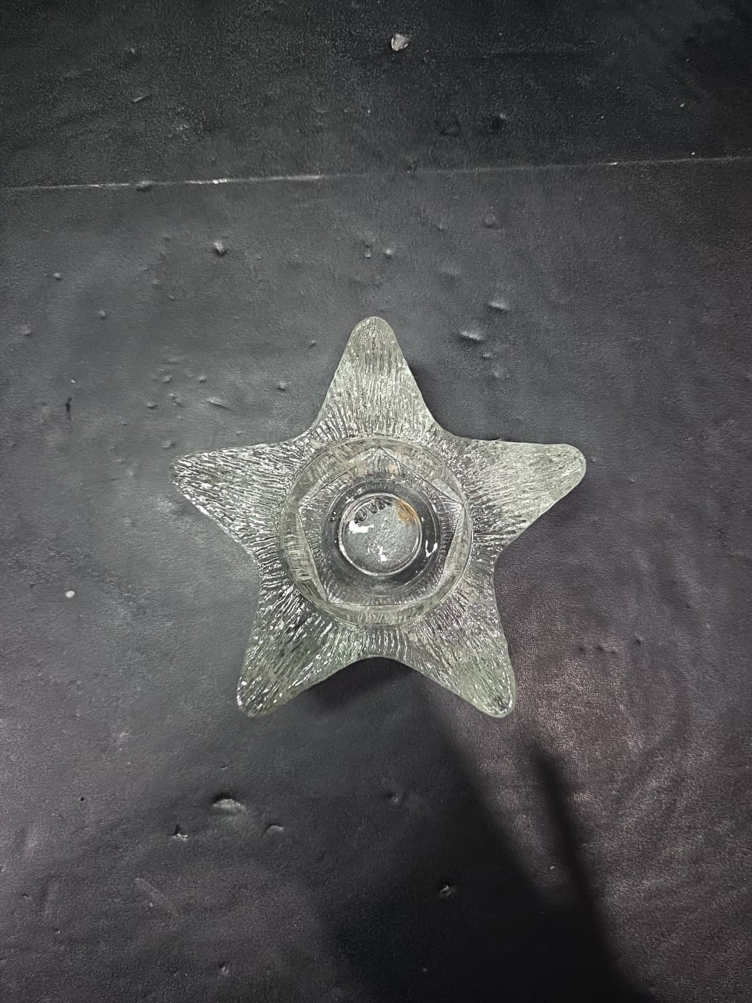Avon Starbright Star Shape Candle Holder 1980, Thick Glass, Textured Vtg Decor - Thumbnail 2