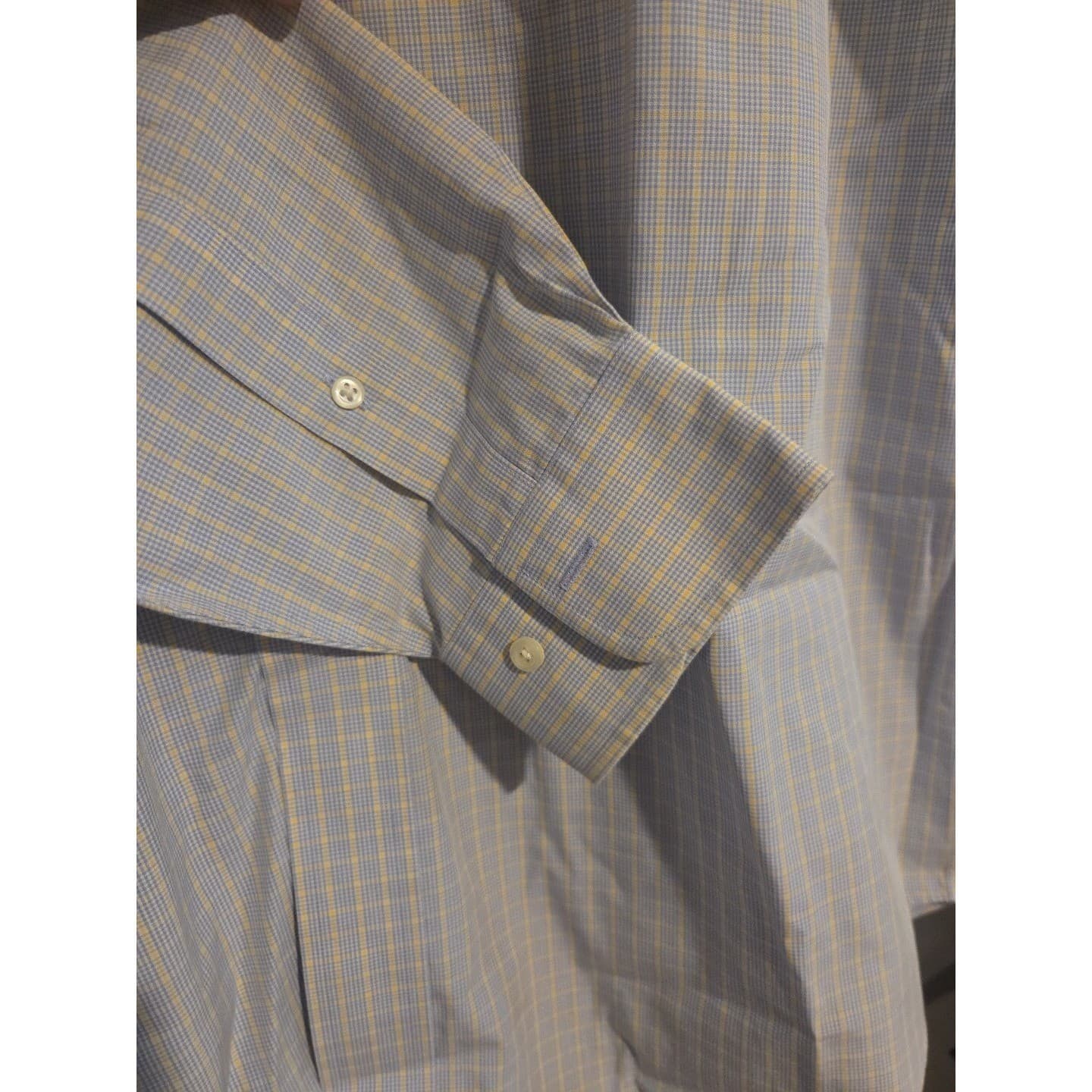 Brooks Brothers 346 Blue Yellow Micro Check Non-Iron Cotton Shirt, Men's 16-4/5 - Thumbnail 7