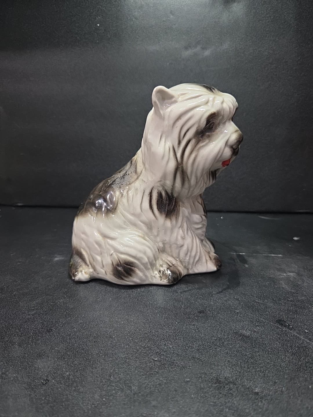 MCS Brazil Maltese Dog Statue, Vintage Porcelain Figurine, Red Tongue Detail - Thumbnail 6