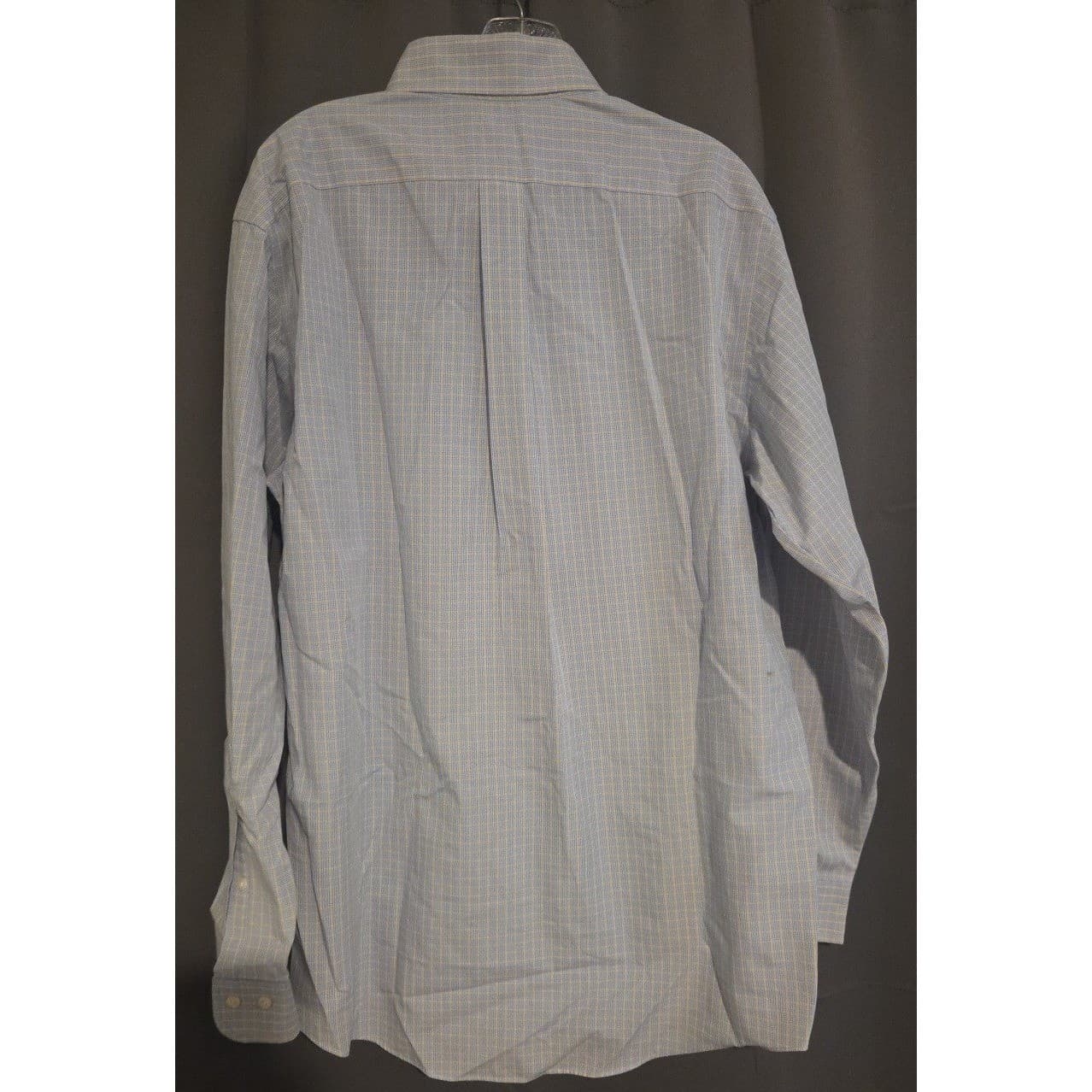 Brooks Brothers 346 Blue Yellow Micro Check Non-Iron Cotton Shirt, Men's 16-4/5 - Thumbnail 4