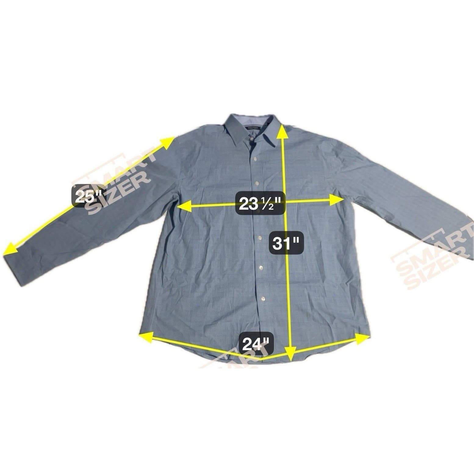 Nautica Blue Glen Plaid Long Sleeve Button Down, Men's 16.5 34/35 Shirt - Thumbnail 2