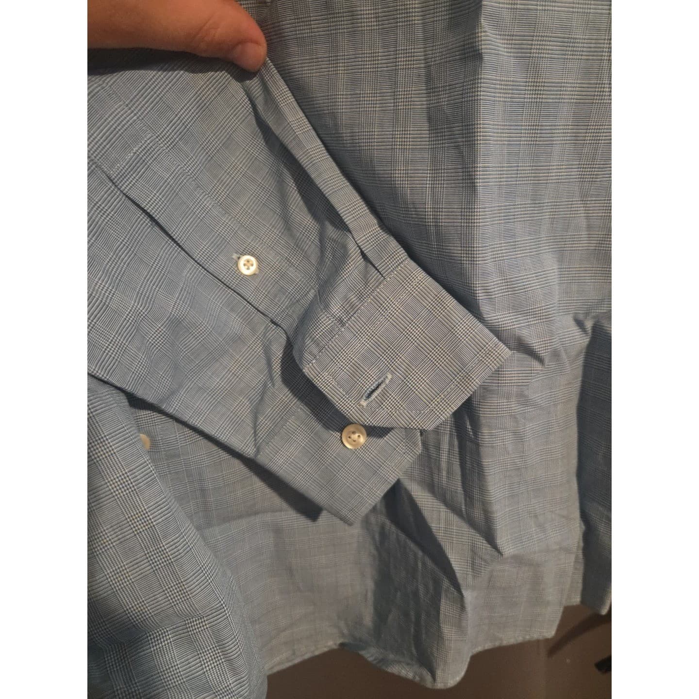 Nautica Blue Glen Plaid Long Sleeve Button Down, Men's 16.5 34/35 Shirt - Thumbnail 8