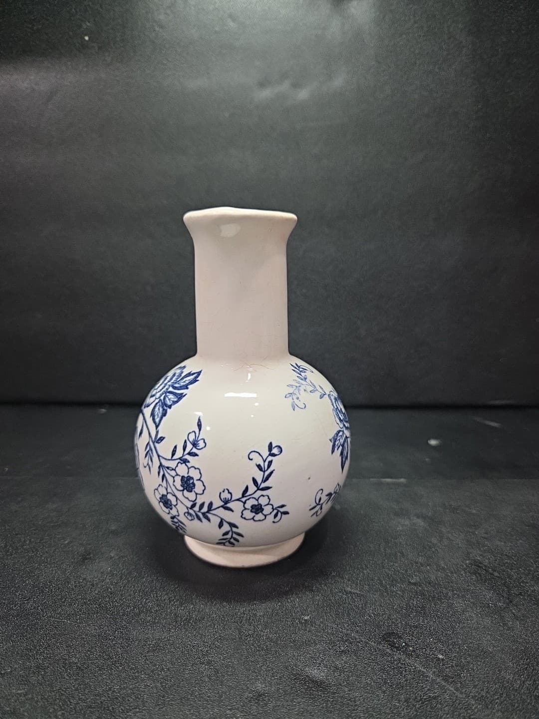 Blue Peony Oil Cruet, Handpainted Floral Oil Bottle, Vintage Floral Home Decor - Thumbnail 2
