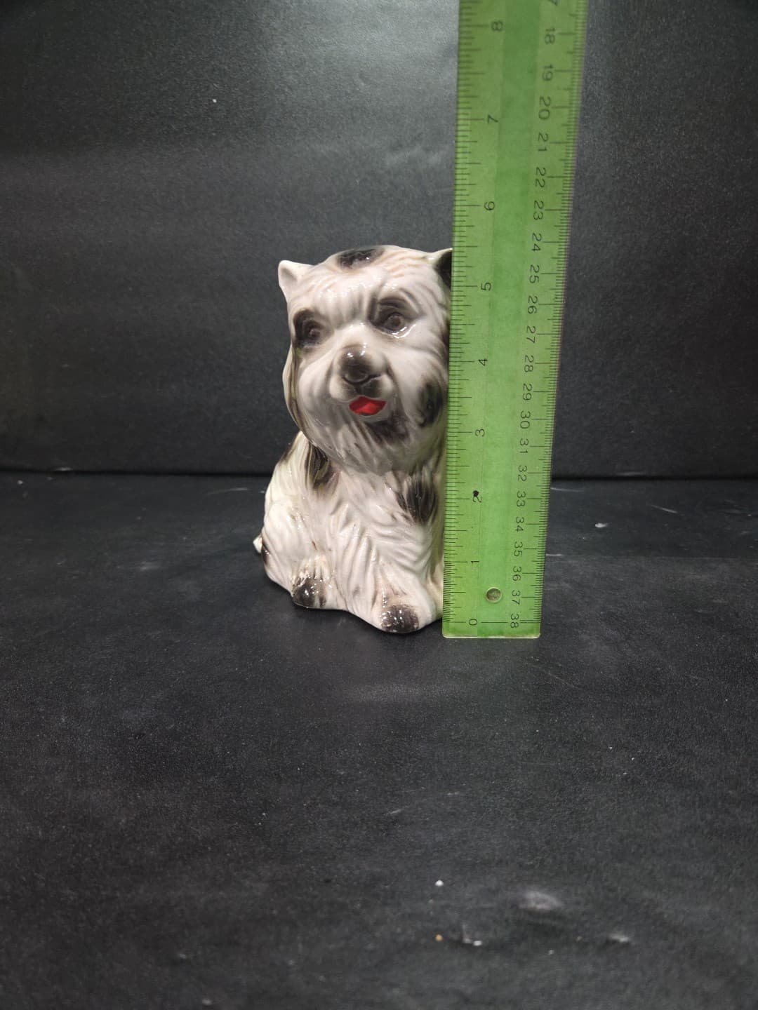 MCS Brazil Maltese Dog Statue, Vintage Porcelain Figurine, Red Tongue Detail - Thumbnail 7