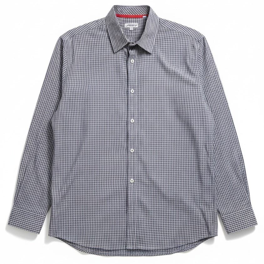 Jeremy Argyle NYC Long Sleeve Button Down Shirt, Men's XXL, Micro Check Navy Red
