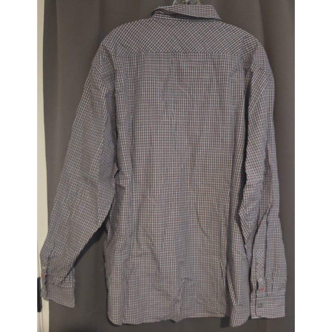Jeremy Argyle NYC Long Sleeve Button Down Shirt, Men's XXL, Micro Check Navy Red - Thumbnail 4