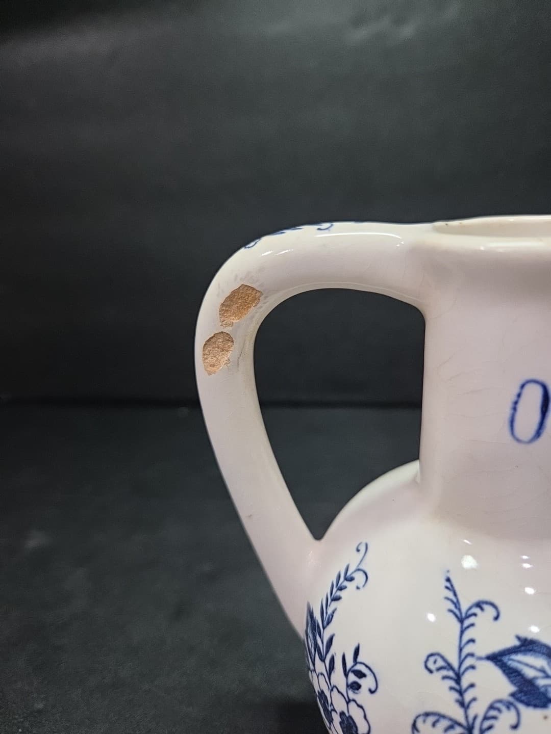 Blue Peony Oil Cruet, Handpainted Floral Oil Bottle, Vintage Floral Home Decor - Thumbnail 10