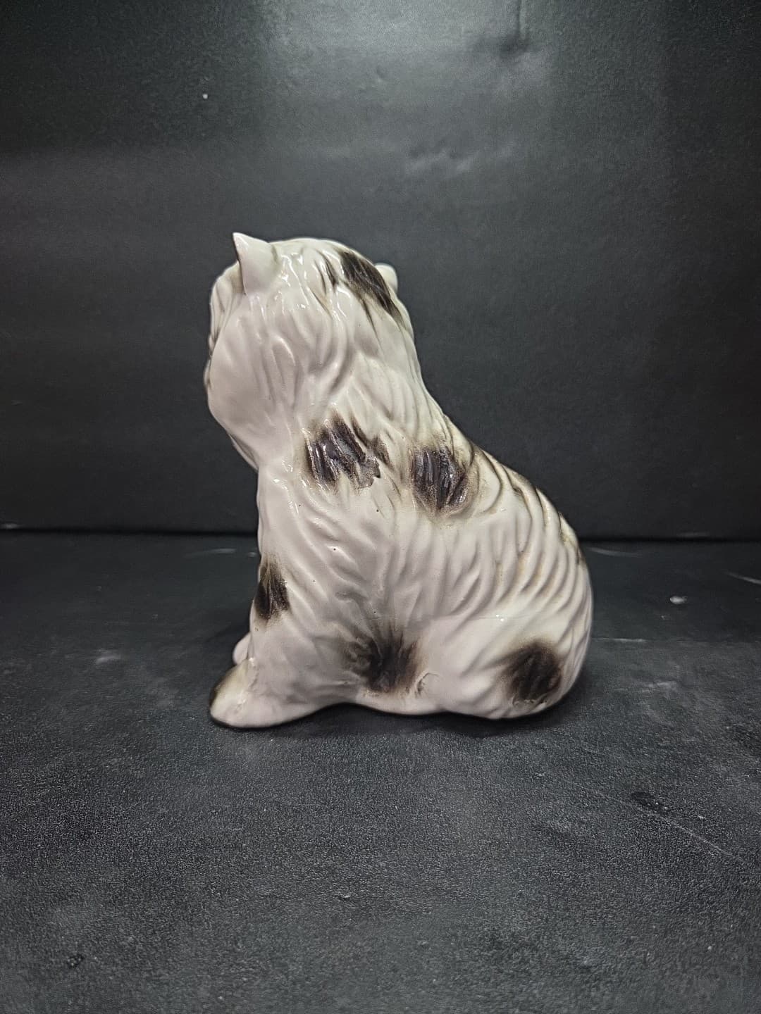 MCS Brazil Maltese Dog Statue, Vintage Porcelain Figurine, Red Tongue Detail - Thumbnail 4